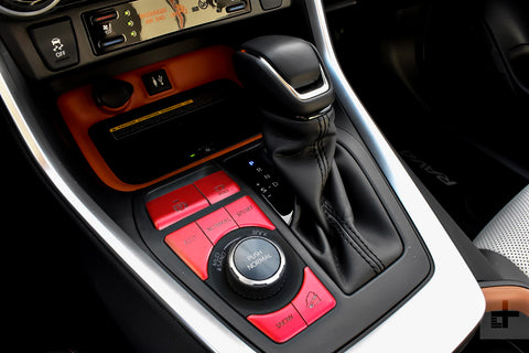 Red Gear Accessories P Gear Brake Hold Function Button Frame Trims 7 Pieces For Toyota RAV4 2019