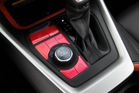 Red Gear Accessories P Gear Brake Hold Function Button Frame Trims 7 Pieces For Toyota RAV4 2019