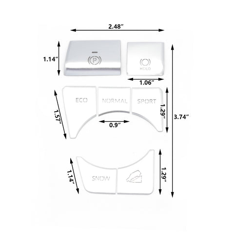 Silver Gear Accessories P Gear Brake Hold Function Button Frame Trims 7 Pieces For Toyota RAV4 2019