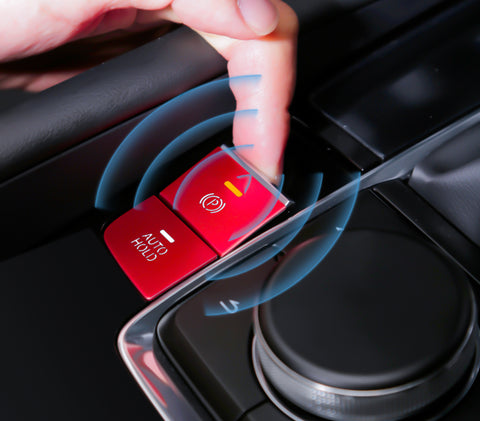 Red Interior Parking Accessories P-Gear P Gear Brake Hold Function Button Frame Trims For Mazda 3 Axela 2019 2020