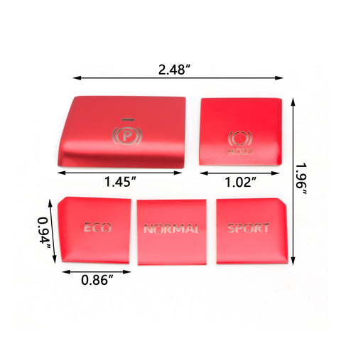 Red Gear P Gear Brake Hold Accessories Function Button Frame Interior Trims 5 Pieces For Toyota RAV4 2019-2024