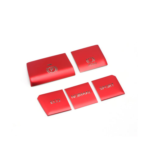 Red Gear P Gear Brake Hold Accessories Function Button Frame Interior Trims 5 Pieces For Toyota RAV4 2019-2024