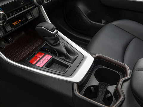 Red Gear P Gear Brake Hold Accessories Function Button Frame Interior Trims 5 Pieces For Toyota RAV4 2019-2024