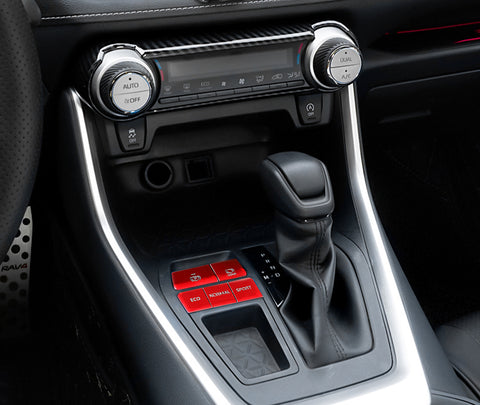 Red Gear P Gear Brake Hold Accessories Function Button Frame Interior Trims 5 Pieces For Toyota RAV4 2019-2024