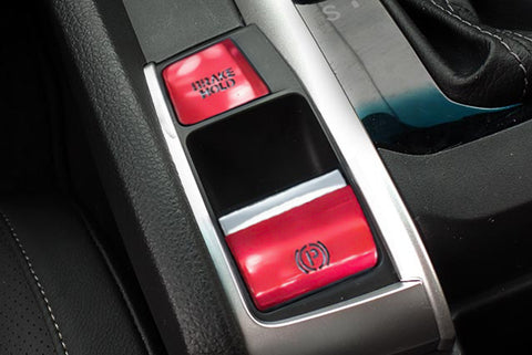 Red Gear Accessories P Gear Brake Hold Function Button Frame Cover Trims For Honda Civic 2018 2019