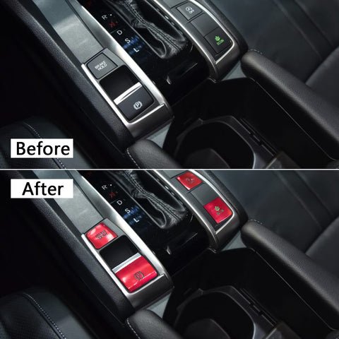 Red Gear Accessories P Gear Brake Hold Function Button Frame Cover Trims For Honda Civic 2018 2019