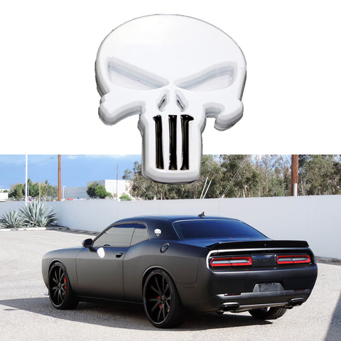 3D Black/White The Punisher Rock Skull Emblem Skeleton Car Badge Sticker