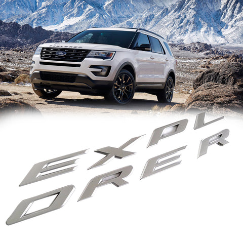 EXPLORER Emblem Decal Sticker Front Hood Rear Trunk Badge For Ford Matte Silver Chrome/Matte Black/Silver