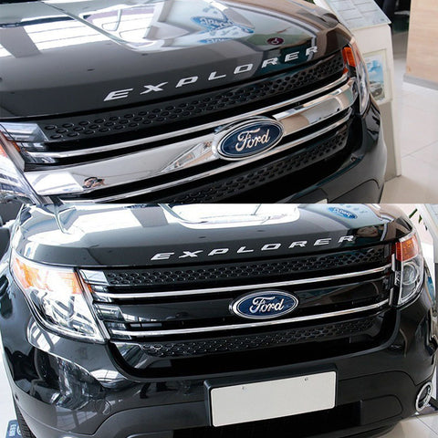 EXPLORER Emblem Decal Sticker Front Hood Rear Trunk Badge For Ford Matte Silver Chrome/Matte Black/Silver