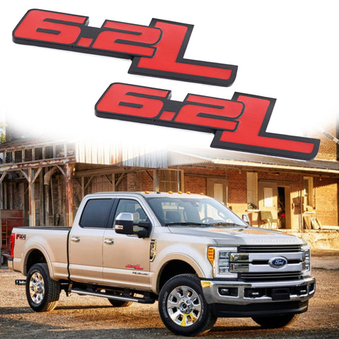 2X Black White \ Black \ Red \ Black Red 6.2L Side Door/Fender Chrome Alloy Metal Badge Emblems For Ford F-150 F-250 F-350 F-450 Raptor Trucks