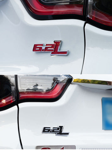 2X Black White \ Black \ Red \ Black Red 6.2L Side Door/Fender Chrome Alloy Metal Badge Emblems For Ford F-150 F-250 F-350 F-450 Raptor Trucks