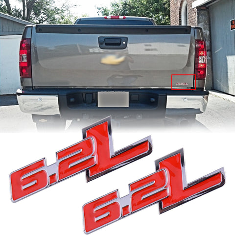 2X Black White \ Black \ Red \ Black Red 6.2L Side Door/Fender Chrome Alloy Metal Badge Emblems For Ford F-150 F-250 F-350 F-450 Raptor Trucks