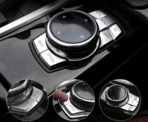 iDrive Interior Multi-Media Control Button Cover 7-Button Trims Stickers Aluminum Alloy Wire Drawing Decoration for BMW 2 3 4 5 6 X1 X3 X4 X5 X6 i3 Z4 M Series