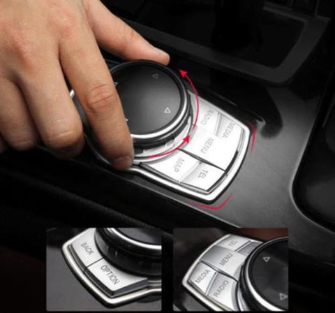 iDrive Interior Multi-Media Control Button Cover 7-Button Trims Stickers Aluminum Alloy Wire Drawing Decoration for BMW 2 3 4 5 6 X1 X3 X4 X5 X6 i3 Z4 M Series