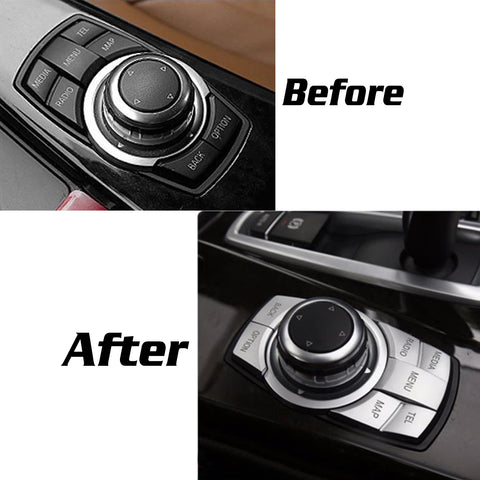 iDrive Interior Multi-Media Control Button Cover 7-Button Trims Stickers Aluminum Alloy Wire Drawing Decoration for BMW 2 3 4 5 6 X1 X3 X4 X5 X6 i3 Z4 M Series