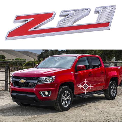 1X Black \ Red Z-71 Front Badge Emblem w/Grille Mount Insert Bracket For Chevrolet Avalanche Silverado Colorado Tahoe Suburban, etc