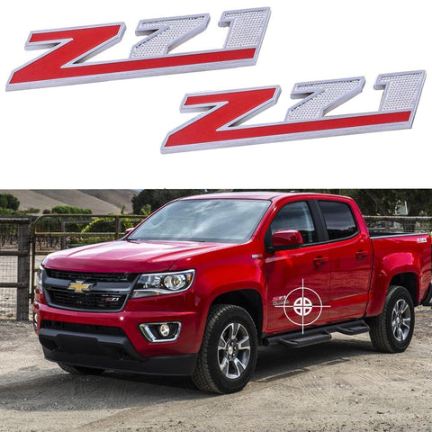 2X Black \ Red Z-71 Front Badge Emblem w/Grille Mount Insert Bracket For Chevrolet Avalanche Silverado Colorado Tahoe Suburban, etc