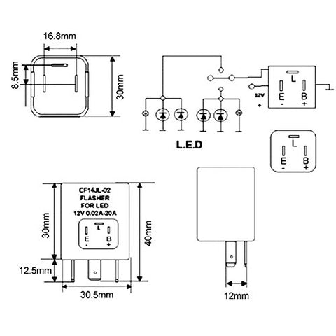 4-Pin EP29 EP29N LED Flasher Relay Fix For LED Turn Signal Lamps Hyper Flash
