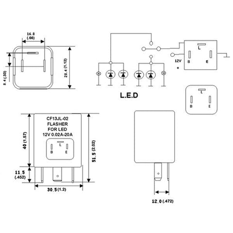 3-Pin CF-13 CF13 EP34 Electronic Flasher Relay Fix Compatible With LED Turn Signal Light Bulbs