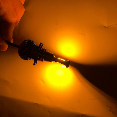 2PCS 9005 9006 Dual Color White \ Amber COB LED Fog Light Daytime Running Light