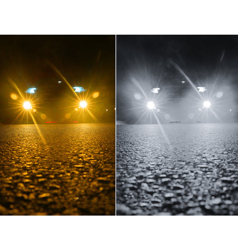 2PCS 9005 9006 Dual Color White \ Amber COB LED Fog Light Daytime Running Light