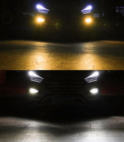 880 881 Dual Color 6000K White 3500K Yellow Switch COB LED Bulbs Fog Light Lamps