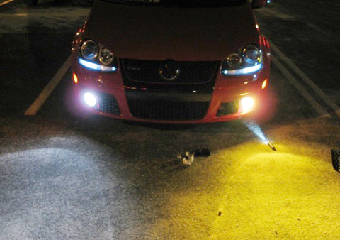 880 881 Dual Color 6000K White 3500K Yellow Switch COB LED Bulbs Fog Light Lamps