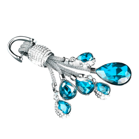 Blue / Pink / Red Universal Fit Car Key Chain Ring, Water-drop Shining Crystal Jewelry Keychain Bling Diamond Key Holder Ring, Cute Decoration Accessories