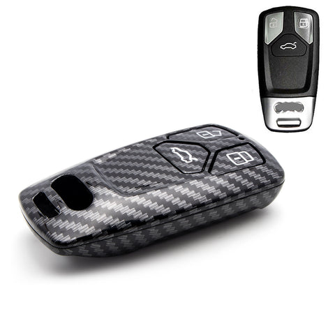 Glossy Carbon Fiber Style Key Fob Cover Keyless Remote Control Key Protective Hard Shell Case for Audi A3 A4 A5 A6 Q5 Q7 TT TTS S4 S5 RS4 RS5 R8