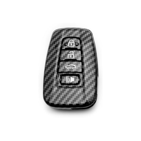 Carbon Fiber Texture Full Sealed Key Fob Cover Shell Keyless Key Protective Hard Case for Toyota Camry Corolla RAV4 Prius Avalon C-HR 86 GT 2017 2018 2019 4-button Entry Smart Key