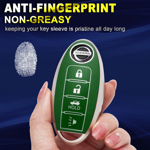 Green Remote Key Fob Shell Cover Case Protector w/Keychain For Nissan Altima Maxima Sentra