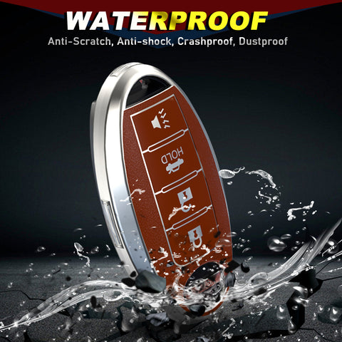 Smart Key Fob Cover Case Holder Soft TPU Full Cover Protection For Nissan Altima Maxima Murano Sentra Versa Pathfinder Armada 4 Button Keyless Entry Remote, Brown