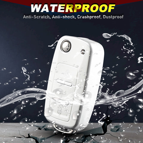 Key Fob Cover for VW Volkswagen Golf GTI Passat Beetle Tiguan Polo EOS Jetta MK1-MK6 3 Buttons,Soft TPU Full Protection Key Shell Case Smart Remote Entry,White
