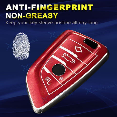 For BMW Key Fob Cover,Soft TPU Full Protection Key Fob Case for BMW 2 3 5 6 7 Series X1 X2 X3 X4 X5 X6 X7 Keyless Entry Smart Remote Control, Red