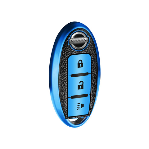 3 Button Blue TPU Key Fob Cover Case Holder Protect For Nissan Rogue Pathfinder