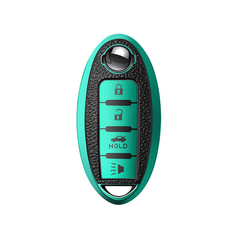 Smart Key Fob Cover Case Holder Soft TPU Full Cover Protection For Nissan Altima Maxima Murano Sentra Versa Pathfinder Armada 4 Button Keyless Entry Remote, Black