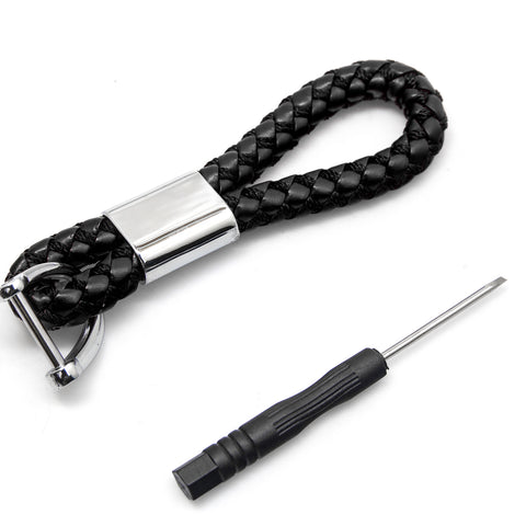Braided PU Leather Strap Key Chain Ring Universal Fits Car Office Home Keys Fob Keychain Holder