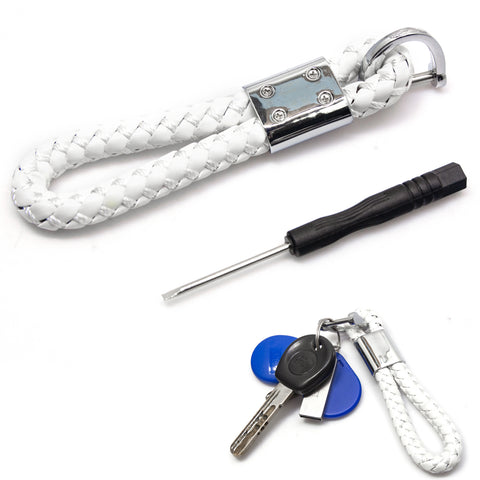 Braided PU Leather Strap Key Chain Ring Universal Fits Car Office Home Keys Fob Keychain Holder