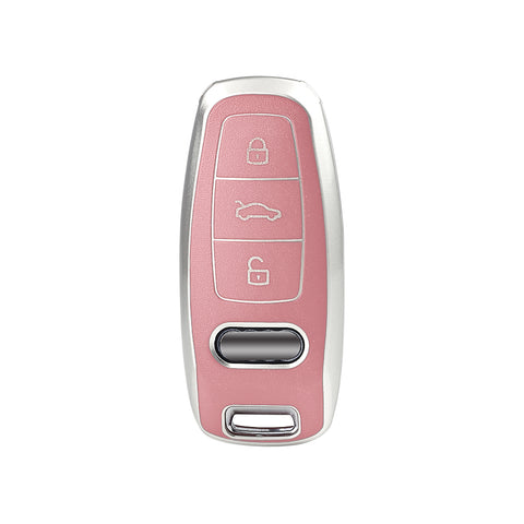 Red Soft TPU Leather Anti-dust Full Seal Remote Key Fob Cover For Audi A6L A7 A8