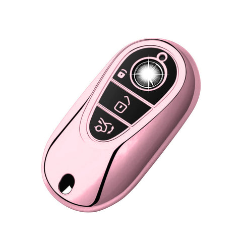 Pink Soft TPU Full Protect Remote Key Fob Cover For Mercedes-Benz S-Class 2020+