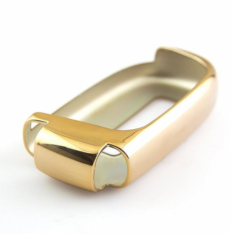 1x Glossy Gold TPU Smart Key Remote Keyless FOB Shell Case W/ Braided Keychain For Jeep Dodge Chrysler