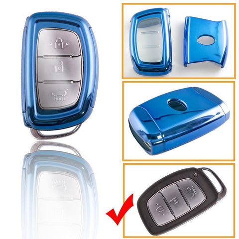 Full Cover Sport Black \ Silver \ Blue \ Red \ Gold \ Rose Gold TPU Key Fob Case For Hyundai Accent Santa Fe Elantra Tucson