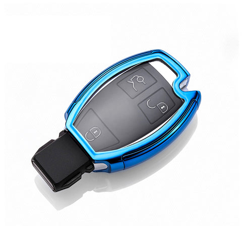 Full Protection TPU Smart Key Cover FOB for Mercedes Benz A E C S G Class - Black \ Silver \ Blue \ Red \ Gold \ Rose Gold