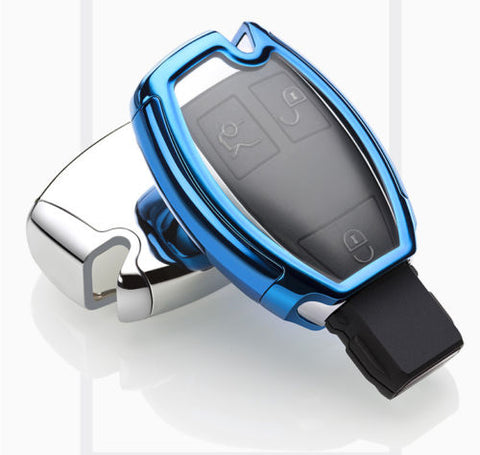Full Protection TPU Smart Key Cover FOB for Mercedes Benz A E C S G Class - Black \ Silver \ Blue \ Red \ Gold \ Rose Gold