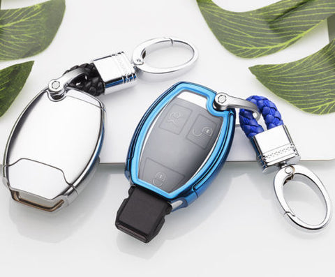 Full Protection TPU Smart Key Cover FOB for Mercedes Benz A E C S G Class - Black \ Silver \ Blue \ Red \ Gold \ Rose Gold