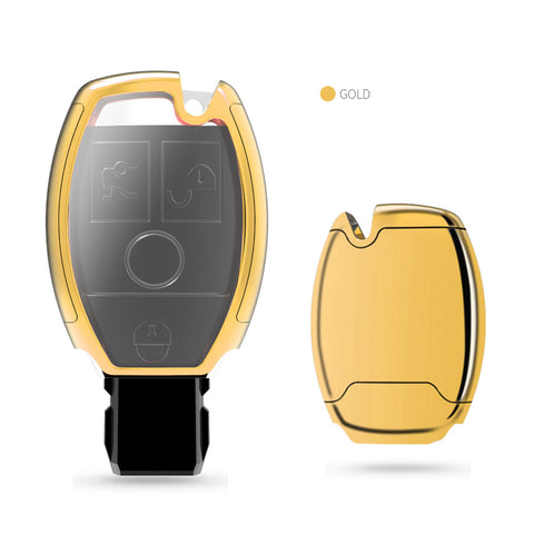 Full Protection TPU Smart Key Cover FOB for Mercedes Benz A E C S G Class - Black \ Silver \ Blue \ Red \ Gold \ Rose Gold