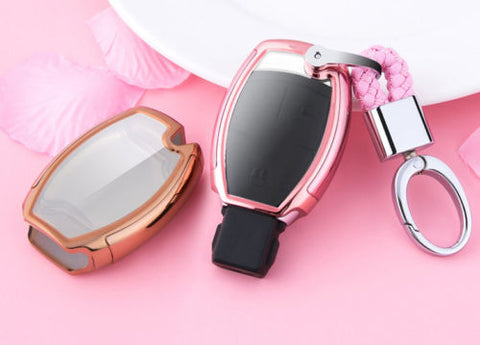 Full Protection TPU Smart Key Cover FOB for Mercedes Benz A E C S G Class - Black \ Silver \ Blue \ Red \ Gold \ Rose Gold