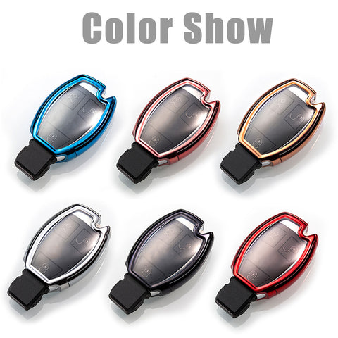 Full Protection TPU Smart Key Cover FOB for Mercedes Benz A E C S G Class - Black \ Silver \ Blue \ Red \ Gold \ Rose Gold