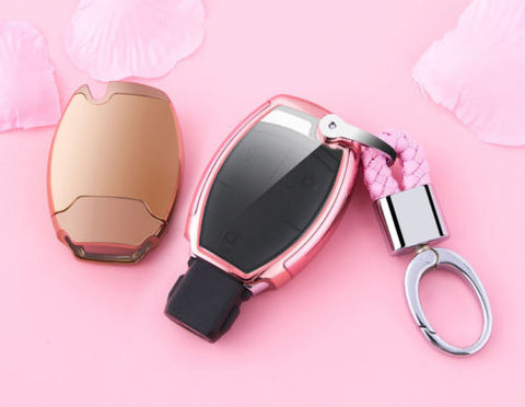 Full Protection TPU Smart Key Cover FOB for Mercedes Benz A E C S G Class - Black \ Silver \ Blue \ Red \ Gold \ Rose Gold