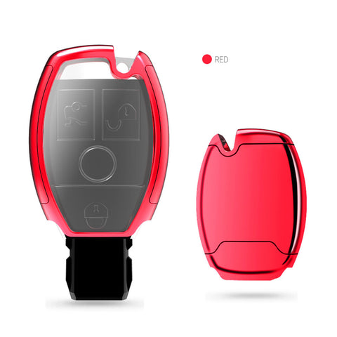 Full Protection TPU Smart Key Cover FOB for Mercedes Benz A E C S G Class - Black \ Silver \ Blue \ Red \ Gold \ Rose Gold